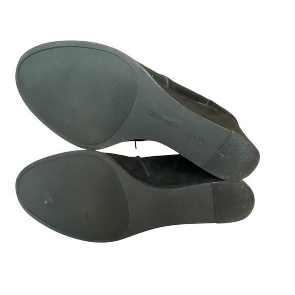 Lucky Brand Black Suede Swayze Wedge Ankle Lace Up Booties SZ 10 - Picture 14 of 14